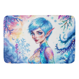 Magisches Eiself Schneewald gefrorenes Märchen Badematte