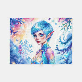 Magisches Eiself Schneewald gefrorenes Märchen Fleecedecke