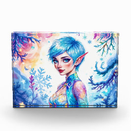 Magisches Eiself Schneewald gefrorenes Märchen Fotoblock