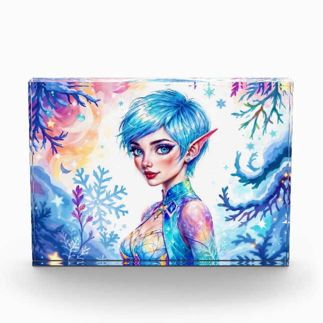 Magisches Eiself Schneewald gefrorenes Märchen Fotoblock (Vorderseite)