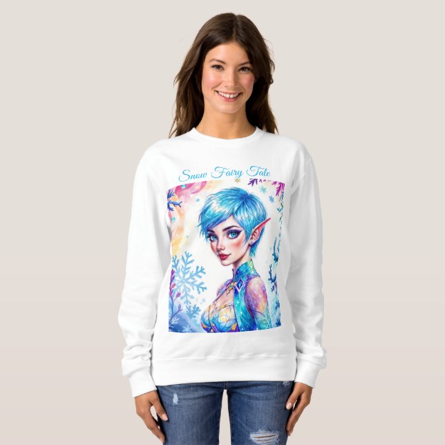 Magisches Eiself Schneewald gefrorenes Märchen Sweatshirt (Vorne ganz)