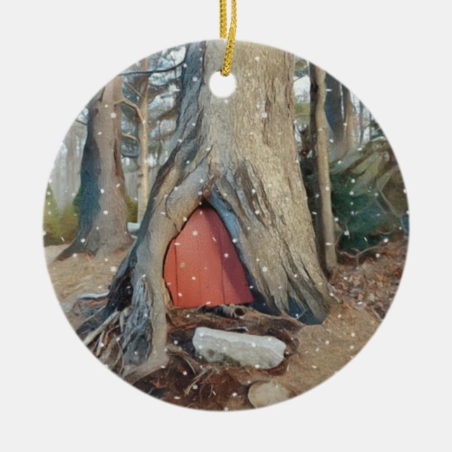 Magisches Elf-Haus Keramikornament (Vorne)