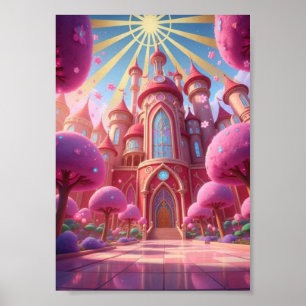 Magisches Fantasy-Königreich Pastell-Schloss Poste Poster