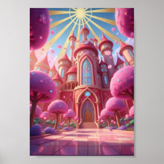 Magisches Fantasy-Königreich Pastell-Schloss Poste Poster