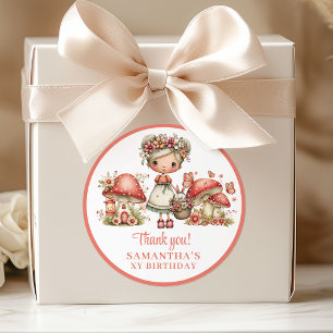 Magisches Feen 4. Geburtstag Pastell Rosa Danke Runder Aufkleber