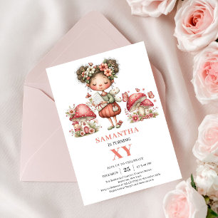Magisches Feen 4. Geburtstag Rosa Blumenparty Einladung