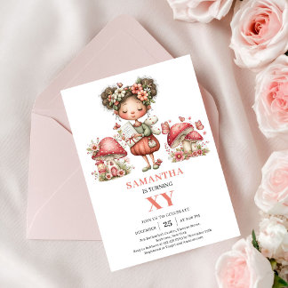 Magisches Feen 4. Geburtstag Rosa Blumenparty Einladung