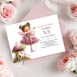 Magisches Feen-Mädchen 3. Geburtstag Florales Rosa Einladung