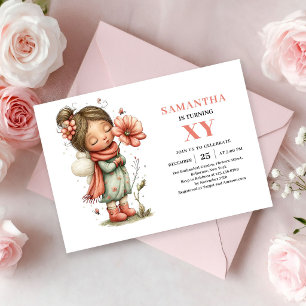 Magisches Feen-Mädchen 3. Geburtstag Florales Rosa Einladung