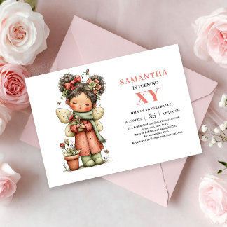 Magisches Feen-Mädchen Geburtstags-Rosa-Blüten- Einladung