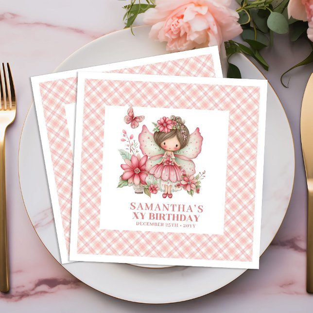 Magisches Feen-Mädchen Geburtstags-Rosa Servietten (Magical Fairy Girl Birthday Blush Pink napkins)