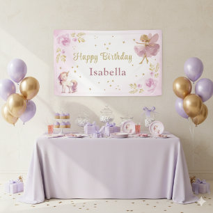 Magisches Feen- und Einhorn-Mädchen-Geburtstag Banner