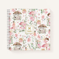 Magisches Forest Fairy Pink Blumengarten Monogramm