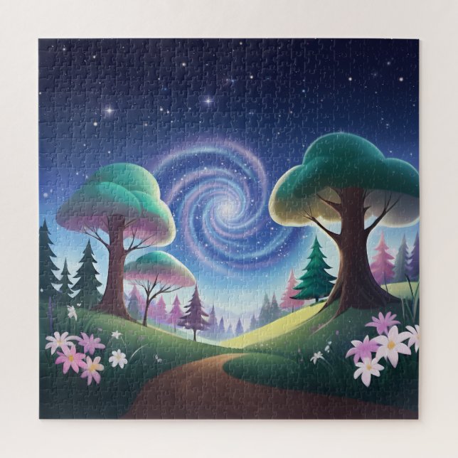 Magisches Forest Gateway: wirbelnde Galaxie Puzzle (Vertikal)