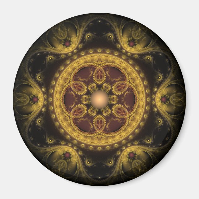 Magisches Fraktal-Muster Mandala Magnet (Vorne)