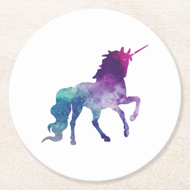 Magisches Funkelnd Prancing-Einhorn Runder Pappuntersetzer (Vorderseite)