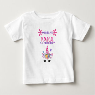 Magisches Geburtstag Niedlich rosa Einhorn Baby T-shirt