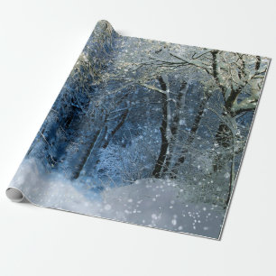 Magisches Glittery Snow Wonderland Wrapping Paper Geschenkpapier