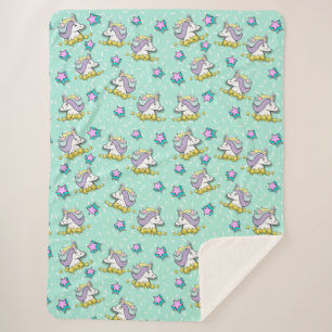 Magisches glückliches Einhorn und Sterne Sherpadecke