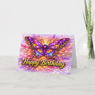 Magisches Gold und Lila Alles Gute zum Geburtstag  Dankeskarte