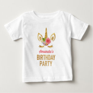 Magisches goldenes Glitter-Einhorn-Gesicht Geburts Baby T-shirt