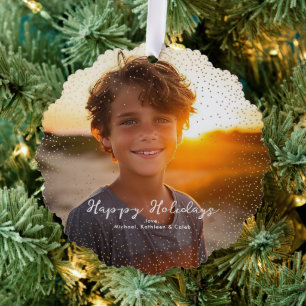 Magisches Goldschnee Weihnachtsfoto Ornament Karte