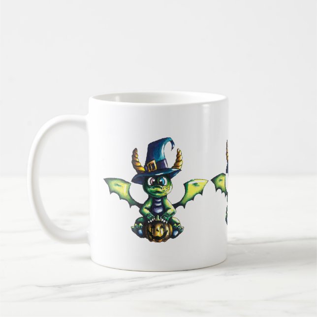 Magisches Halloween-Drachendesign Kaffeetasse (Links)