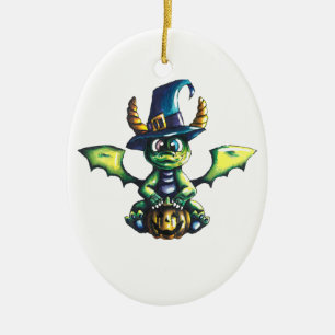 Magisches Halloween-Drachendesign Keramik Ornament