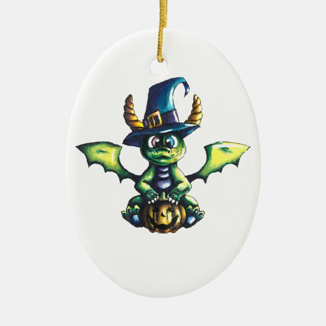 Magisches Halloween-Drachendesign Keramik Ornament (Vorne)