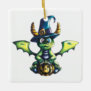 Magisches Halloween-Drachendesign Keramikornament