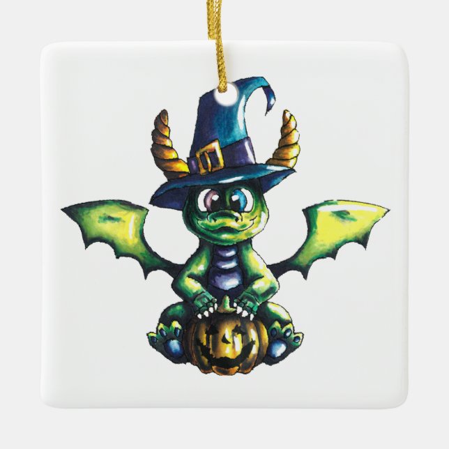 Magisches Halloween-Drachendesign Keramikornament (Vorderseite)