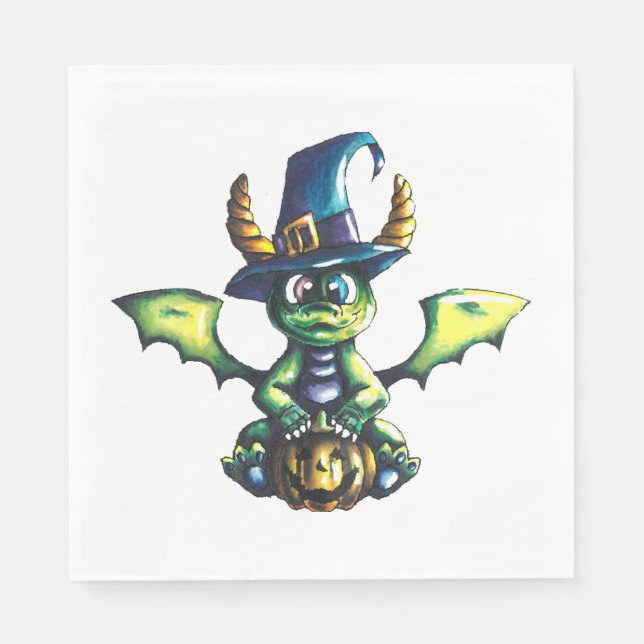 Magisches Halloween-Drachendesign Serviette (Vorderseite)