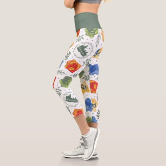 Magisches Herbologie-HOGWARTS™-Häusermuster Capri Leggings
