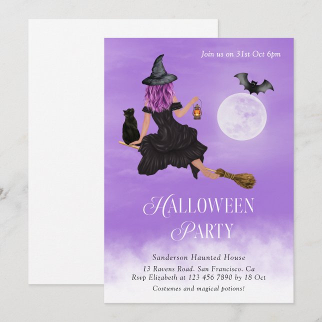 Magisches HexenHalloween-Party Einladung (Vorne/Hinten)