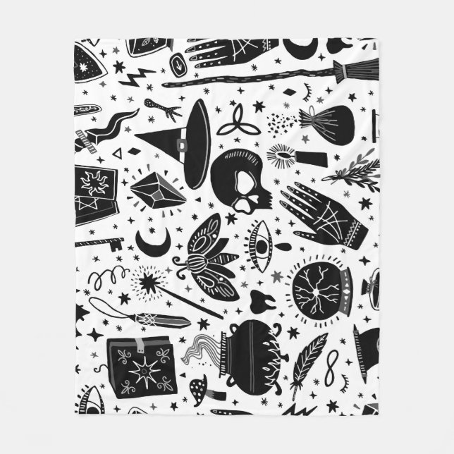 Magisches Hexenmuster: Vintager Hexenkunsthintergr Fleecedecke (Vorderseite)