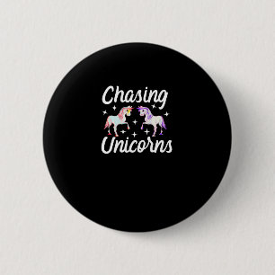 Magisches Langarm-T-Shirt Einhörner jagen Button