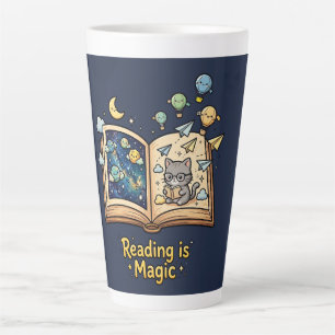 Magisches Lesebenteuer - Kawaii Bücher Design Milchtasse