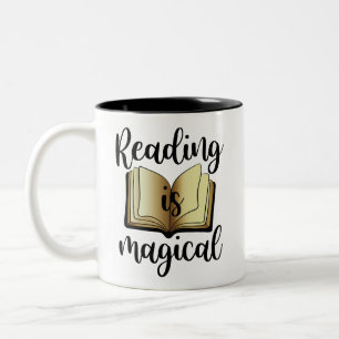 Magisches Lesen Schwarze Goldschrift Buchliebhaber Zweifarbige Tasse