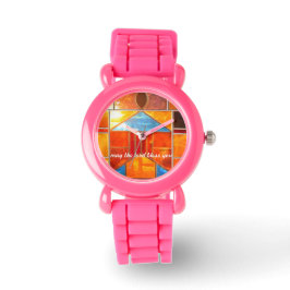 Magisches Licht, das aus den Fenstern der Kirche s Armbanduhr