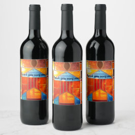 Magisches Licht, das aus den Fenstern der Kirche s Weinetikett