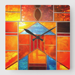 Magisches Licht, das aus den Fenstern strömt Quadratische Wanduhr