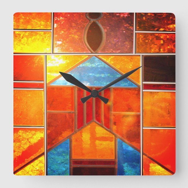 Magisches Licht, das aus den Fenstern strömt Quadratische Wanduhr (Vorderseite)