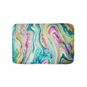 Magisches Marbling: Metallisches Paint Design. Badematte