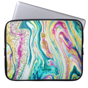 Magisches Marbling: Metallisches Paint Design. Laptopschutzhülle