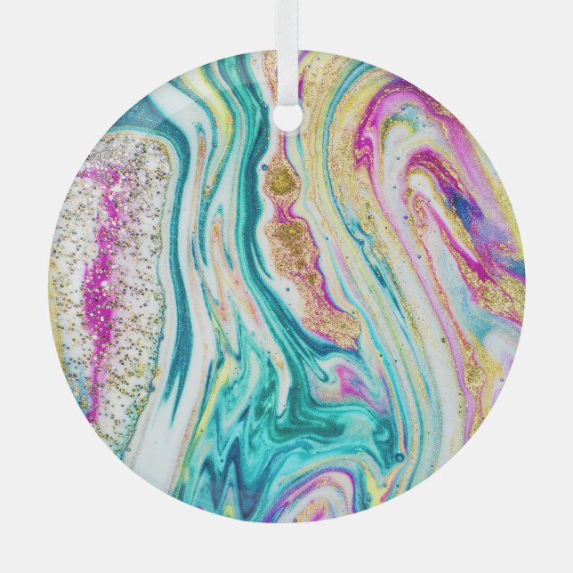 Magisches Marbling: Metallisches Paint Design. Ornament Aus Glas (Vorderseite)