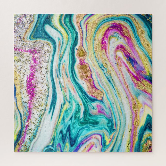 Magisches Marbling: Metallisches Paint Design. Puzzle (Vertikal)
