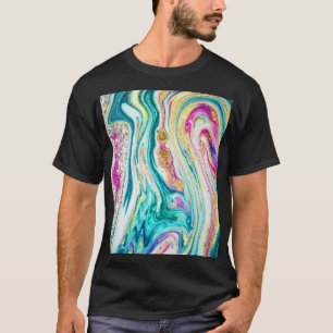 Magisches Marbling: Metallisches Paint Design. T-Shirt