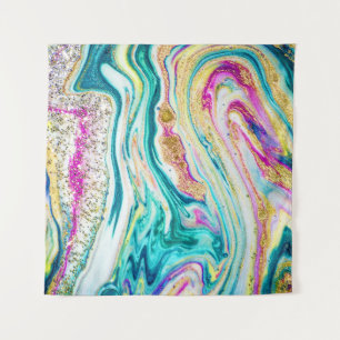Magisches Marbling: Metallisches Paint Design. Wandteppich