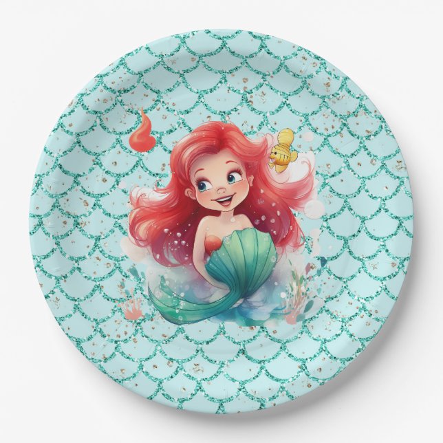 Magisches Mermaid-Themed-Party Pappteller (Vorderseite)