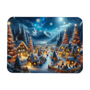 Magisches Mondlicht-Schneeh-Christmas-Dorf Magnet
